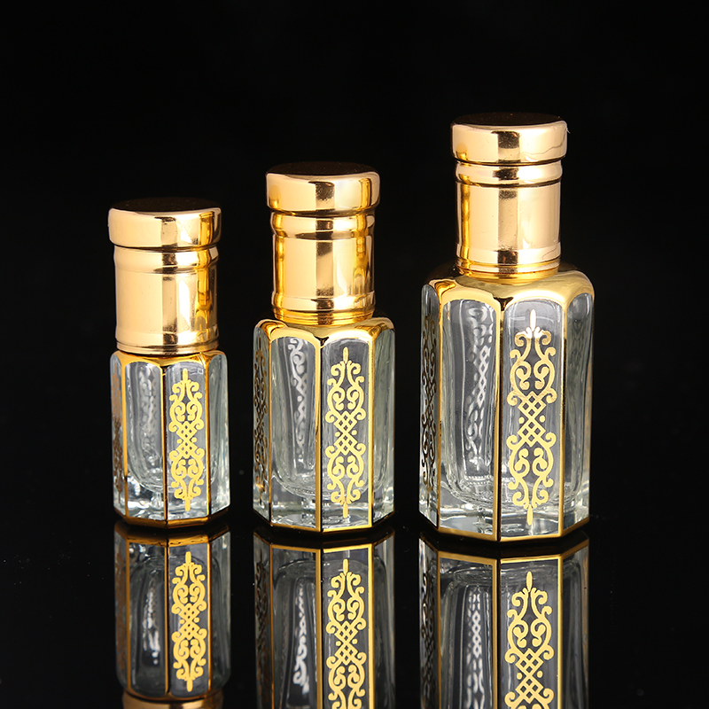 CJ-Custom Logo 3ml 6ml 12ml UV Printing Empty Attar Perfume Oil Octagonal Glass Oud Oil Bottle
