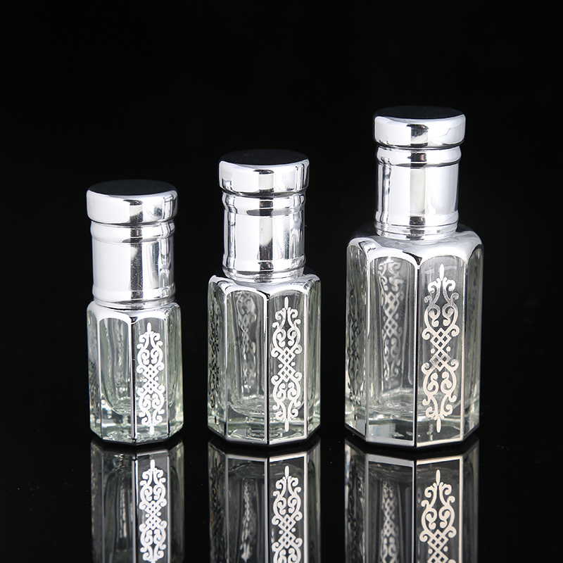 CJ-Custom Logo 3ml 6ml 12ml UV Printing Empty Attar Perfume Oil Octagonal Glass Oud Oil Bottle