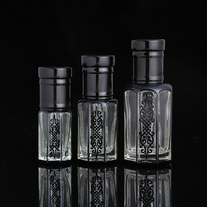 CJ-Custom Logo 3ml 6ml 12ml UV Printing Empty Attar Perfume Oil Octagonal Glass Oud Oil Bottle