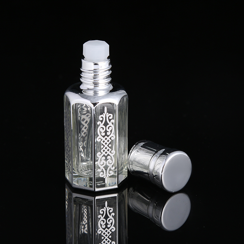 CJ-Custom Logo 3ml 6ml 12ml UV Printing Empty Attar Perfume Oil Octagonal Glass Oud Oil Bottle