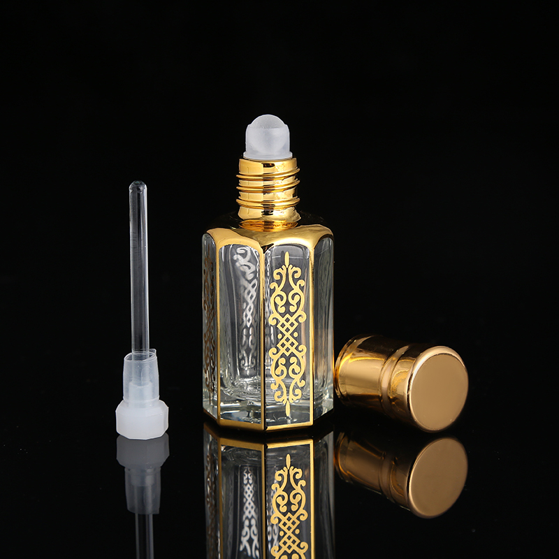 CJ-Custom Logo 3ml 6ml 12ml UV Printing Empty Attar Perfume Oil Octagonal Glass Oud Oil Bottle