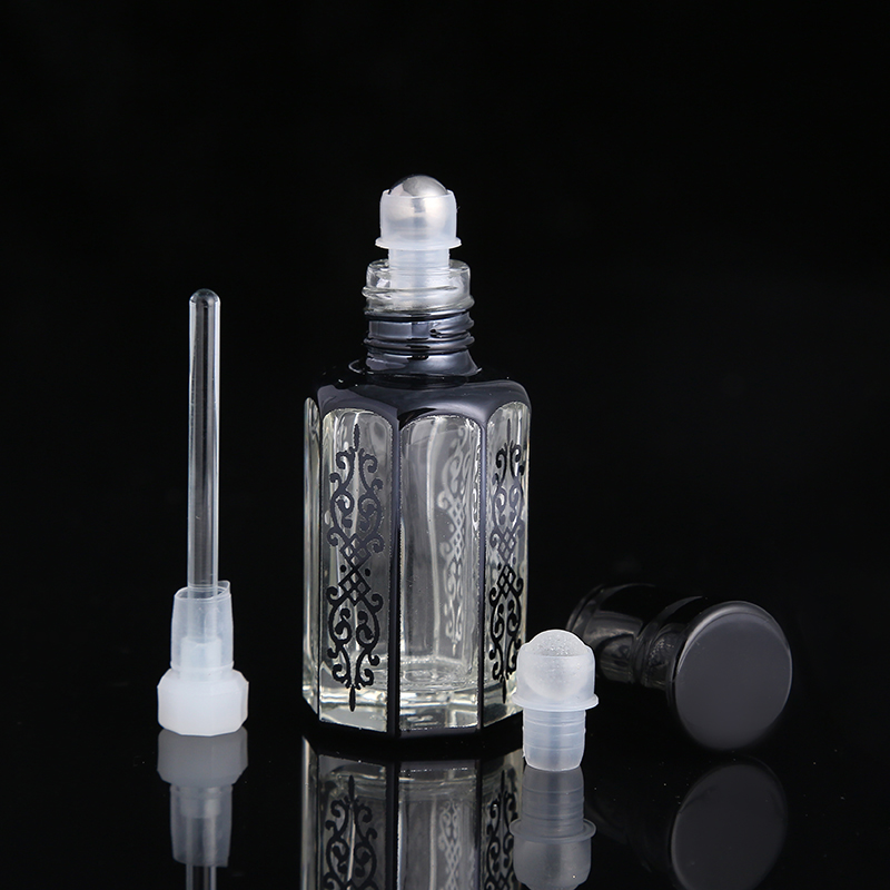 CJ-Custom Logo 3ml 6ml 12ml UV Printing Empty Attar Perfume Oil Octagonal Glass Oud Oil Bottle