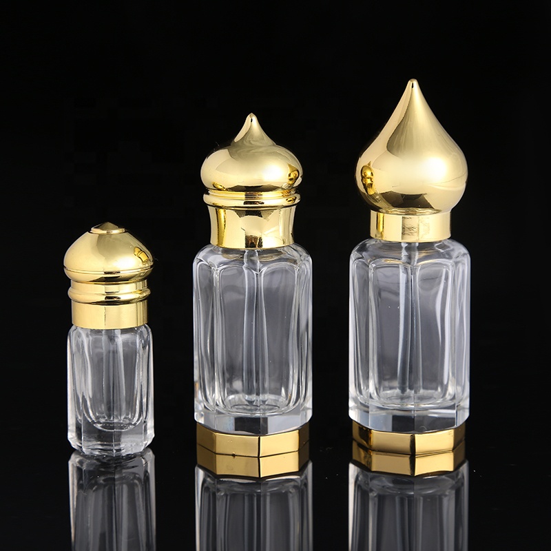 CJ-Factory Sale Empty Perfume Bottles 3ml 6ml 12ml Crystal Decorative Attar Glass Essential Oil Bottles