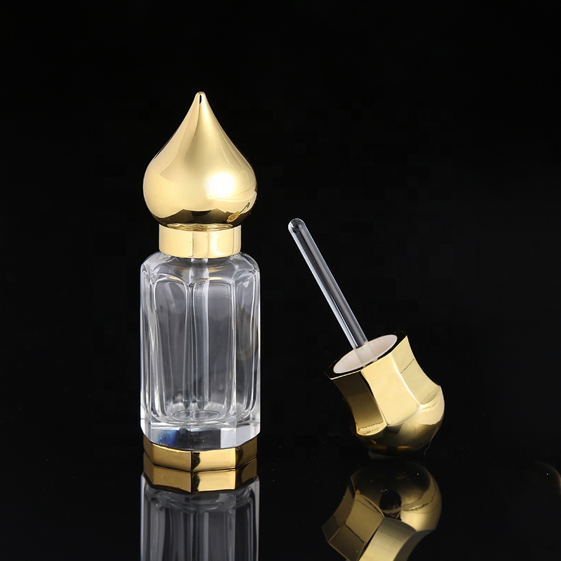 CJ-Factory Sale Empty Perfume Bottles 3ml 6ml 12ml Crystal Decorative Attar Glass Essential Oil Bottles