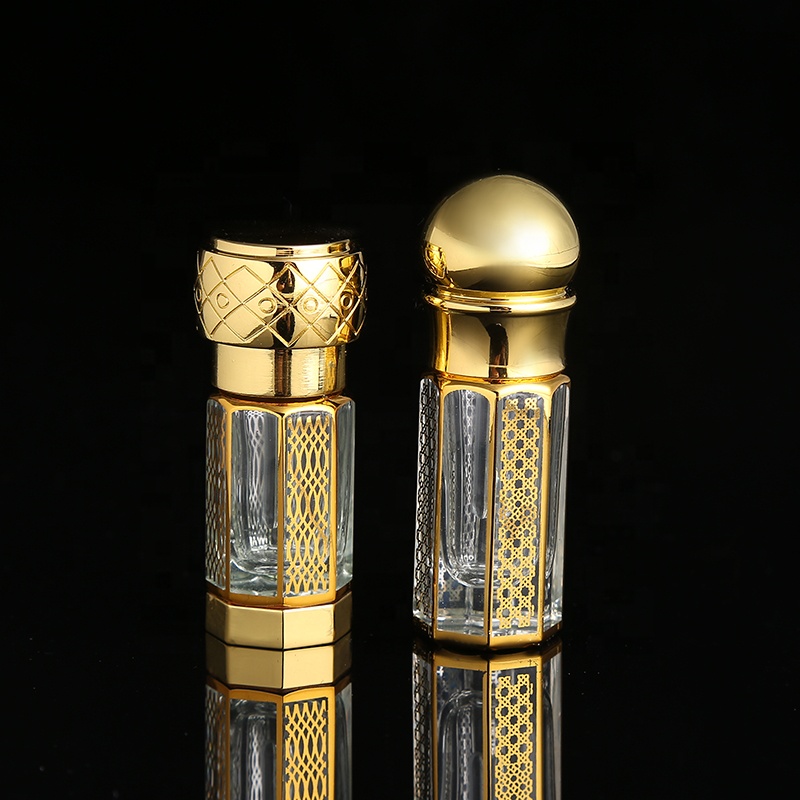 CJ-Factory Sale Empty Perfume Bottles 3ml 6ml 12ml Crystal Decorative Attar Glass Essential Oil Bottles