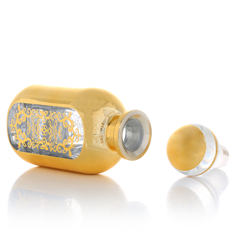 CJ-Fancy Arabic Style Empty Gold Painting Attar Glass Bottle 150ML For Oud / Perfume