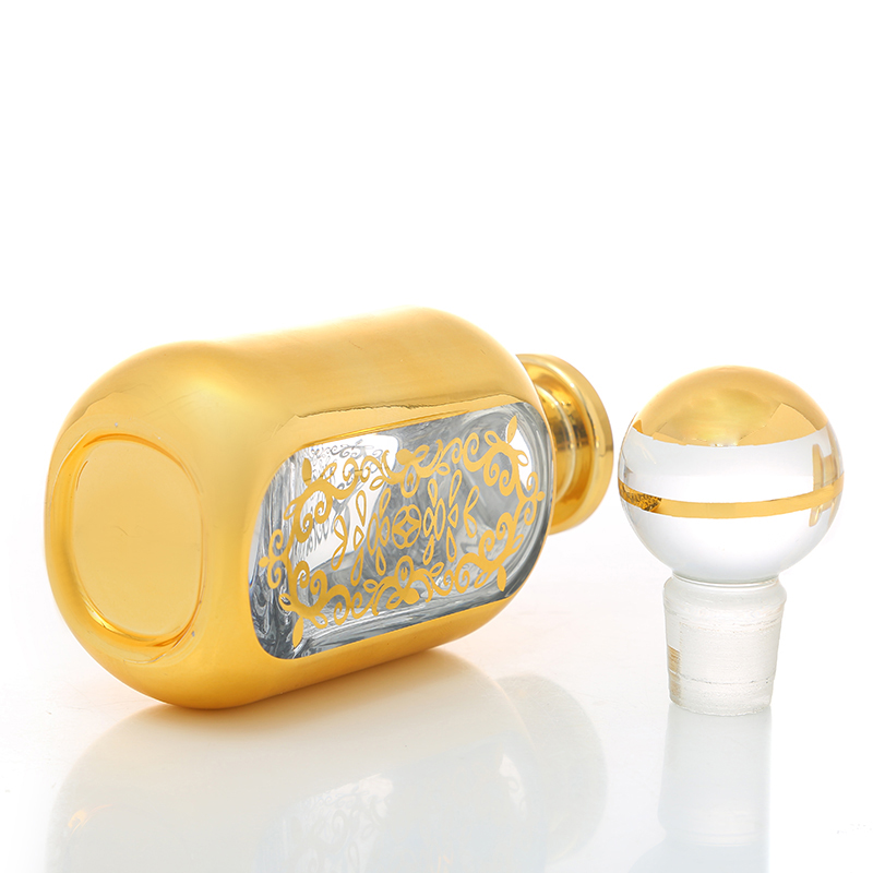 CJ-Fancy Arabic Style Empty Gold Painting Attar Glass Bottle 150ML For Oud / Perfume