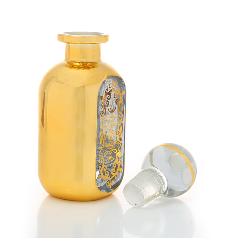 CJ-Fancy Arabic Style Empty Gold Painting Attar Glass Bottle 150ML For Oud / Perfume