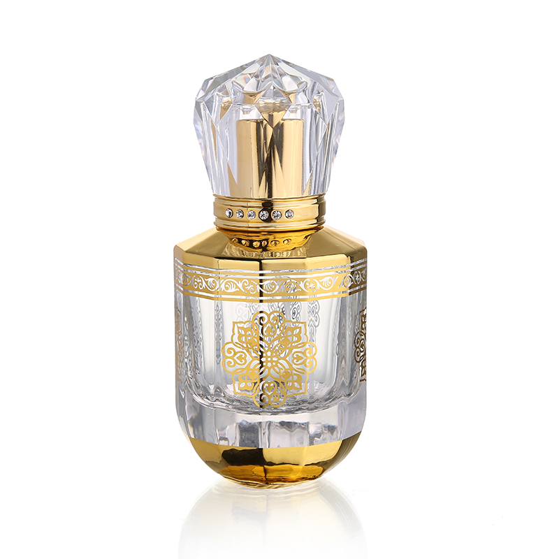 CJ- Fancy Custom Gold UV Printing 40ML Attar Empty Pump Spray Essential Oil Glass Perfume Bottles