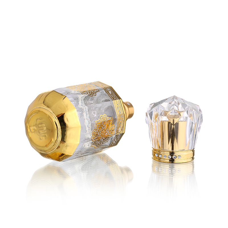 CJ- Fancy Custom Gold UV Printing 40ML Attar Empty Pump Spray Essential Oil Glass Perfume Bottles