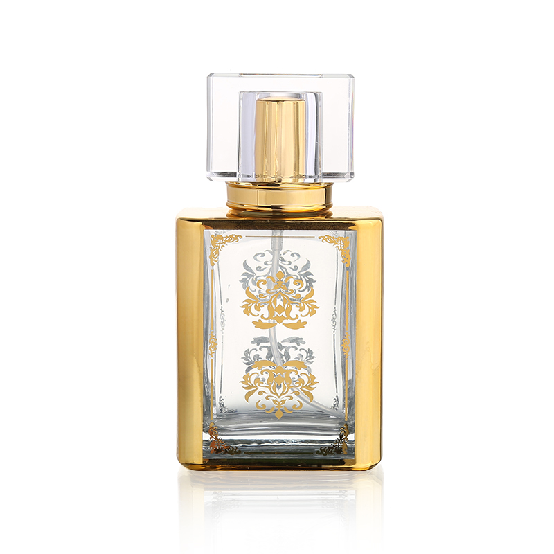 CJ- Fancy Custom Gold UV Printing 40ML Attar Empty Pump Spray Essential Oil Glass Perfume Bottles