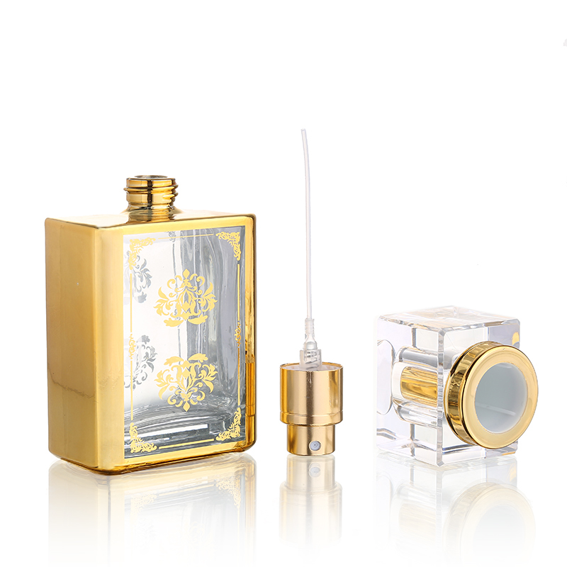 CJ- Fancy Custom Gold UV Printing 40ML Attar Empty Pump Spray Essential Oil Glass Perfume Bottles