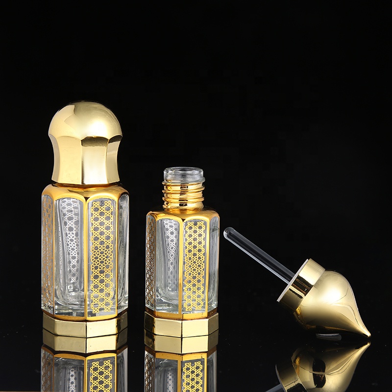 CJ-Fancy Custom UV Printing Logo 3ml 6ml 12ml Zinc Alloy Cap Attar Oud Oil Crystal Glass Perfume Bottle For Decorative