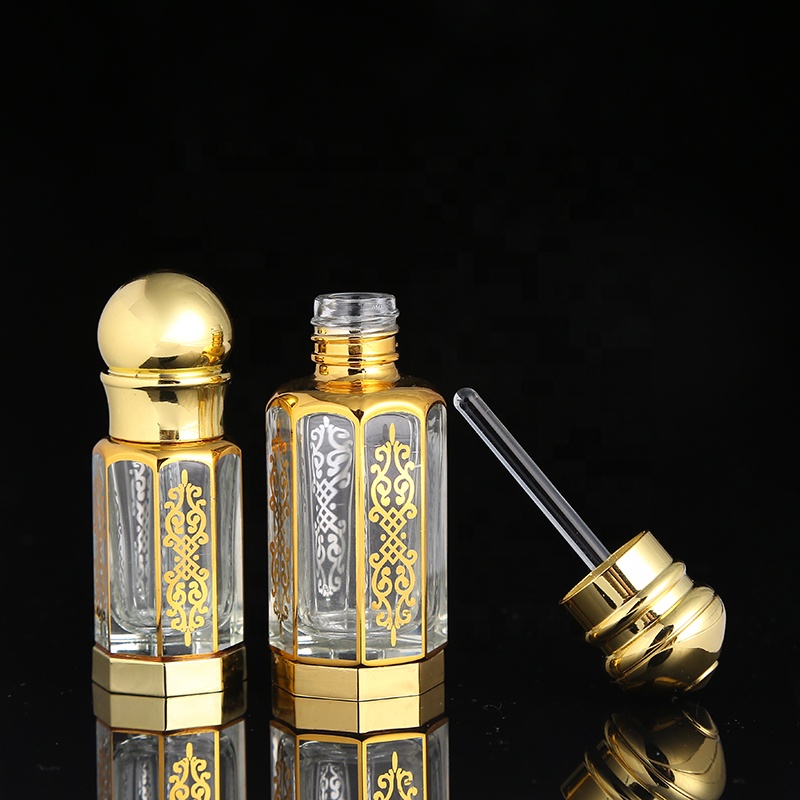 CJ-Fancy Custom UV Printing Logo 3ml 6ml 12ml Zinc Alloy Cap Attar Oud Oil Crystal Glass Perfume Bottle For Decorative