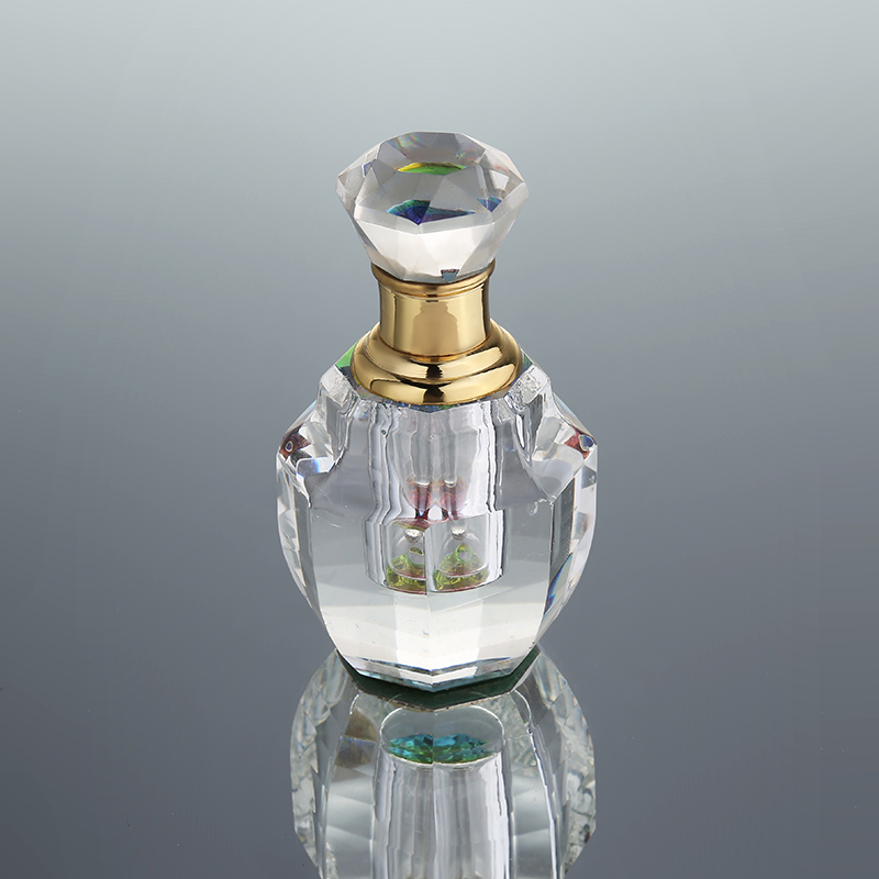 CJ-High End Facy Etched 3ml Dome ClearCrystal Glass Perfume Bottle With Packing Box