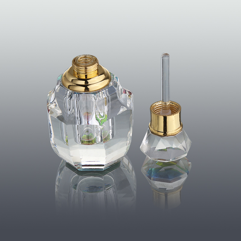 CJ-High End Facy Etched 3ml Dome ClearCrystal Glass Perfume Bottle With Packing Box