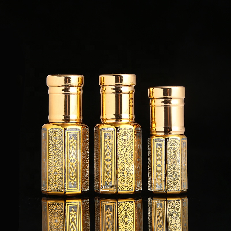 CJ-Hot Sale New Fancy 3ml 6ml 12ml Mini Empty Attar Oud Oil Bottle Essential Oil Perfume Glass Bottles