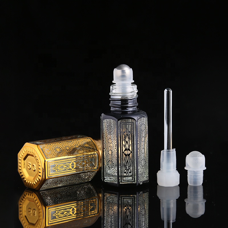 CJ-Hot Sale New Fancy 3ml 6ml 12ml Mini Empty Attar Oud Oil Bottle Essential Oil Perfume Glass Bottles
