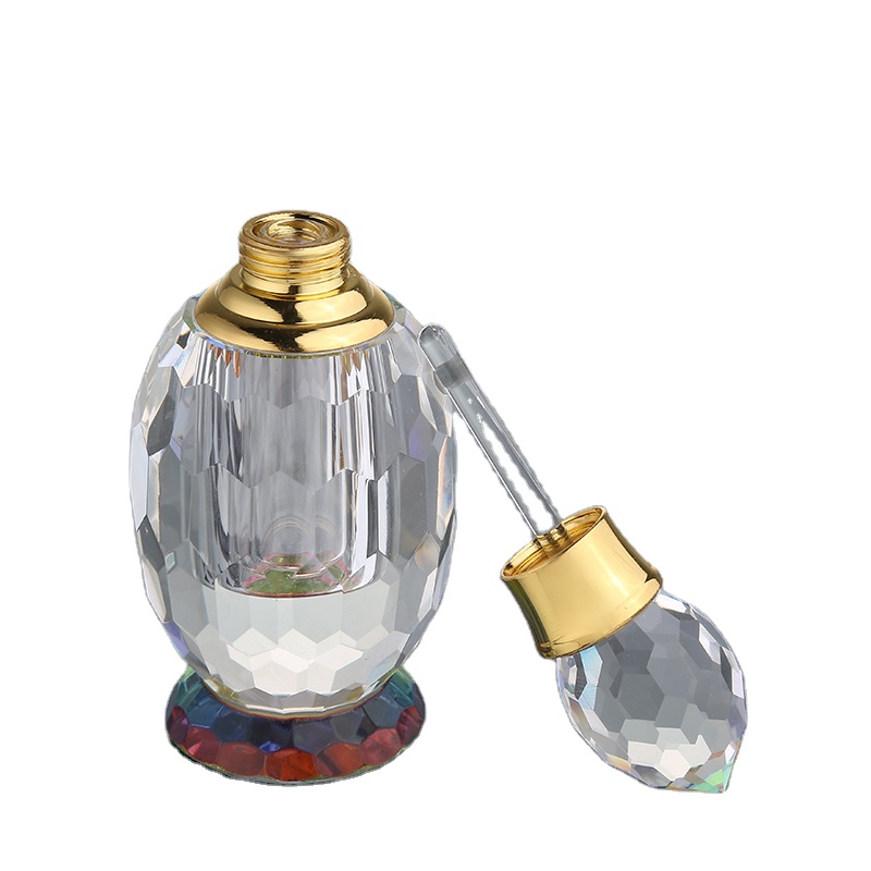 CJ-Luxury Round Shaped Clear 6ml Crystal Elegant Dropper Essential Oil Perfume Bottles