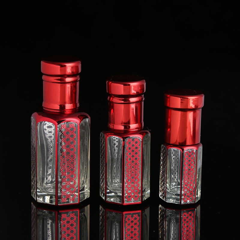 CJ-Mini 3ml 6ml 12ml Colorful UV Plating Fancy Empty Glass Attar Bottle For Arabic Oud Oil