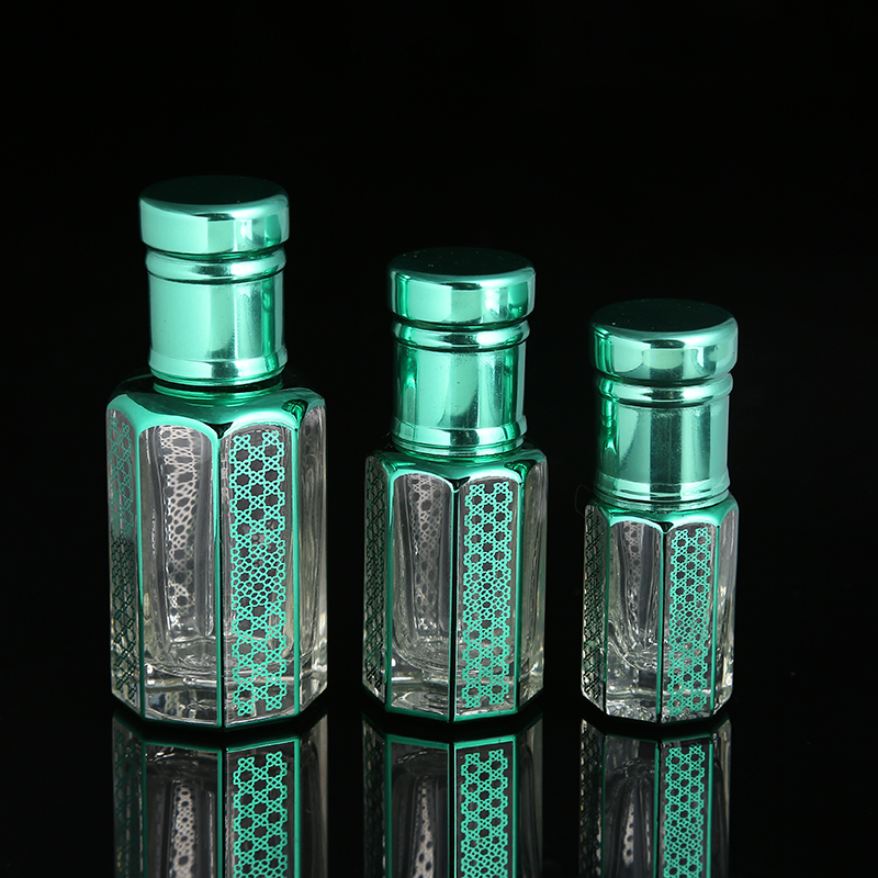 CJ-Mini 3ml 6ml 12ml Colorful UV Plating Fancy Empty Glass Attar Bottle For Arabic Oud Oil