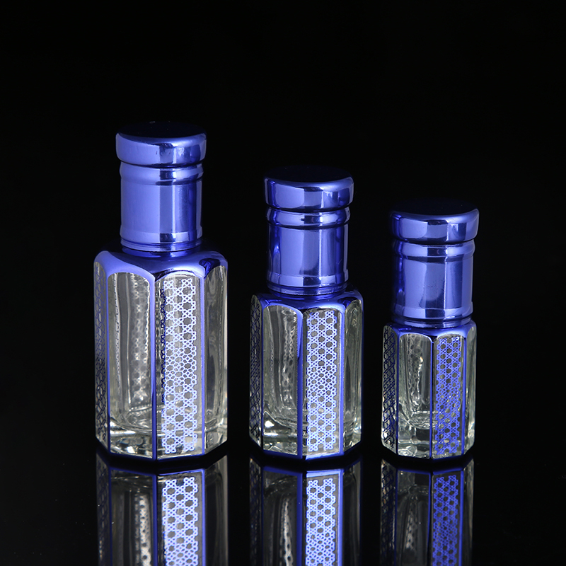 CJ-Mini 3ml 6ml 12ml Colorful UV Plating Fancy Empty Glass Attar Bottle For Arabic Oud Oil