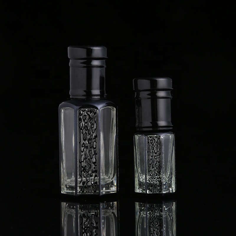 CJ-New Design 3ml 6ml 12ml Empty UV Printing Attar Glass Bottle Arabic Oud Oil Perfume Bottles With Aluminum Cap