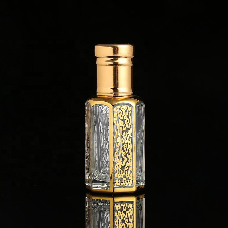 CJ-New Design 3ml 6ml 12ml Empty UV Printing Attar Glass Bottle Arabic Oud Oil Perfume Bottles With Aluminum Cap