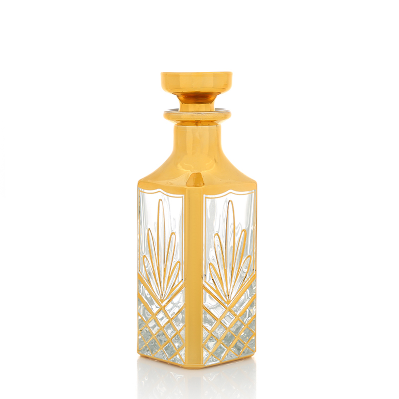 CJ- Square Gold Decorative Luxury Perfume Glass Bottle Decanter 150ML for Arabian Perfume Oud Oil