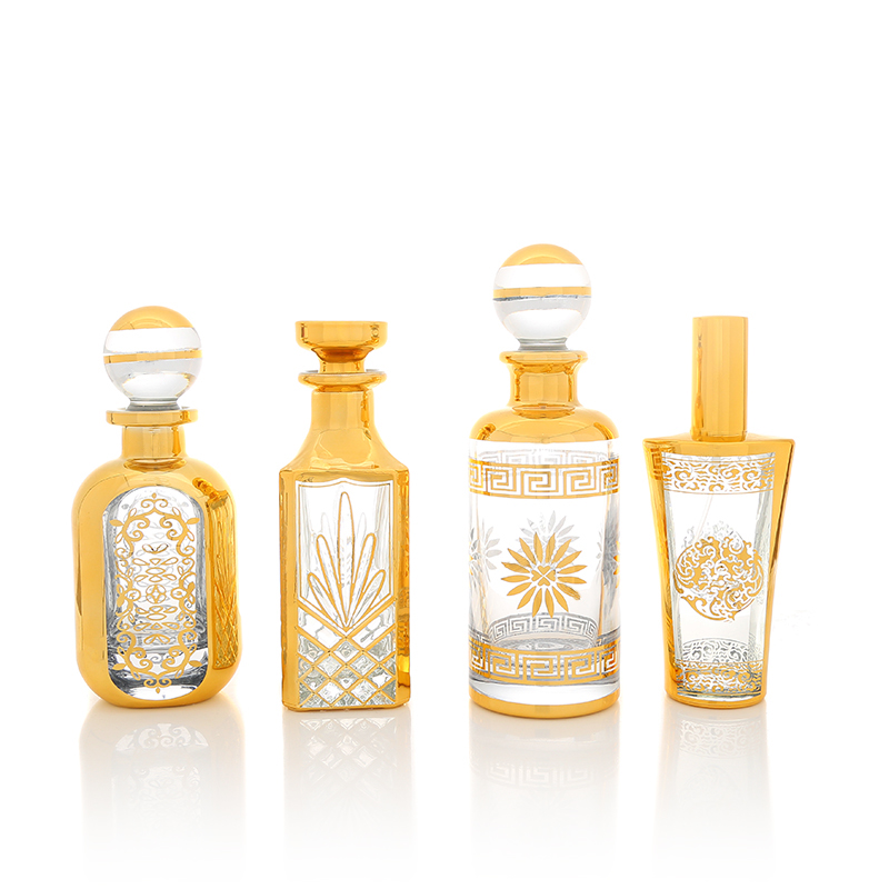 CJ- Square Gold Decorative Luxury Perfume Glass Bottle Decanter 150ML for Arabian Perfume Oud Oil
