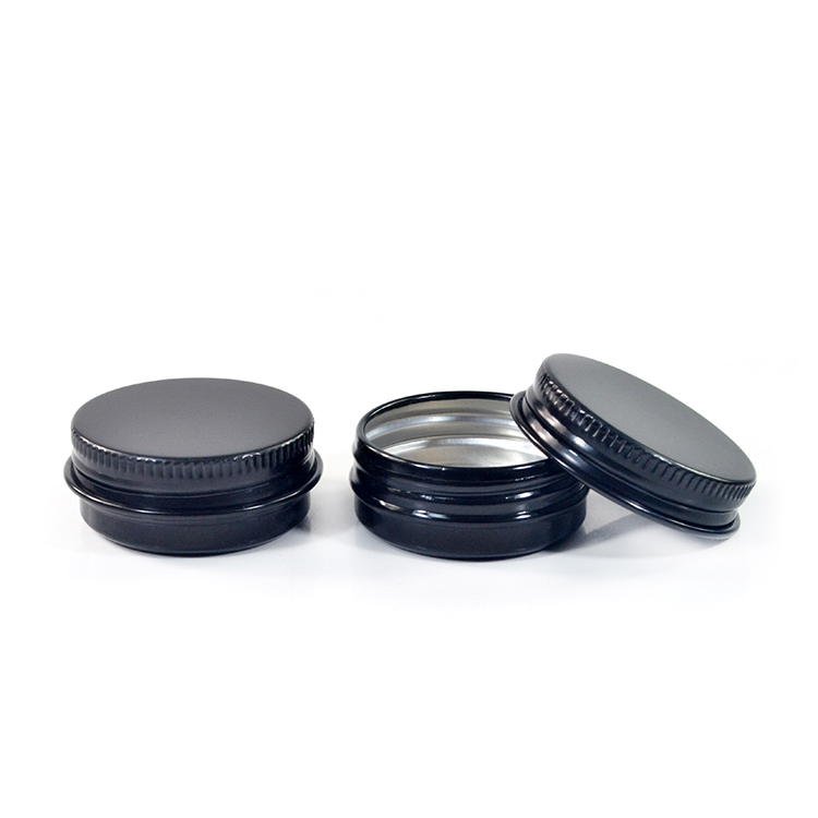 CJOEM top quality 15ml 30ml 50ml cosmetic cream black aluminum jar with screw cap