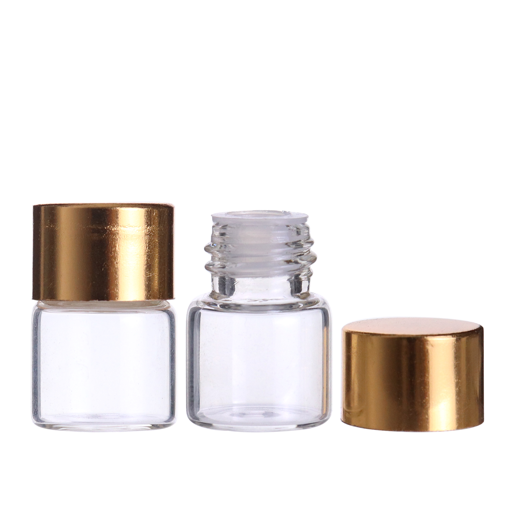 CN 1ml 2ml amber clear small tubular glass vials bottles small sample jar containers with stopper and cap