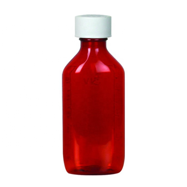 CR Caps Pharmacy Bottle Oval Plastic Bottles 4OZ  Liquid Medicine Bottle with Tick Mark