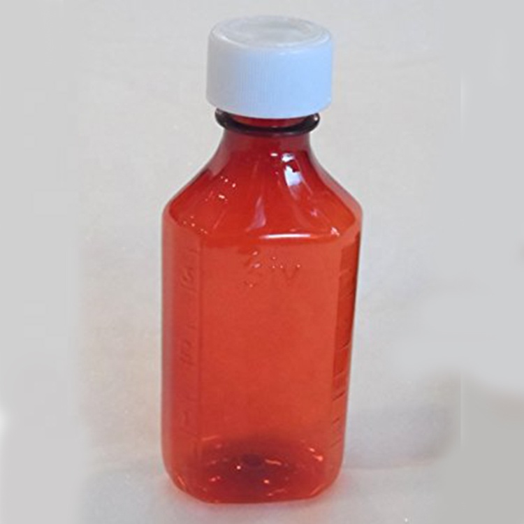 CR Caps Pharmacy Bottle Oval Plastic Bottles 4OZ Liquid Medicine Bottle with Tick Mark