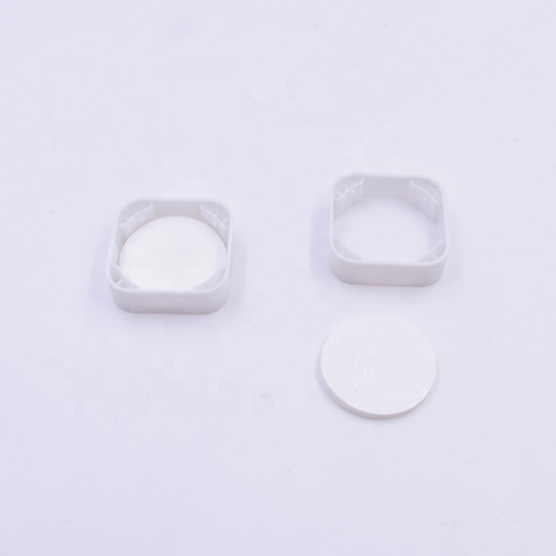 CR lid 3 ml white raw material square lovely t side eye cream cosmetic packing glass jar with plastic child proof lid.