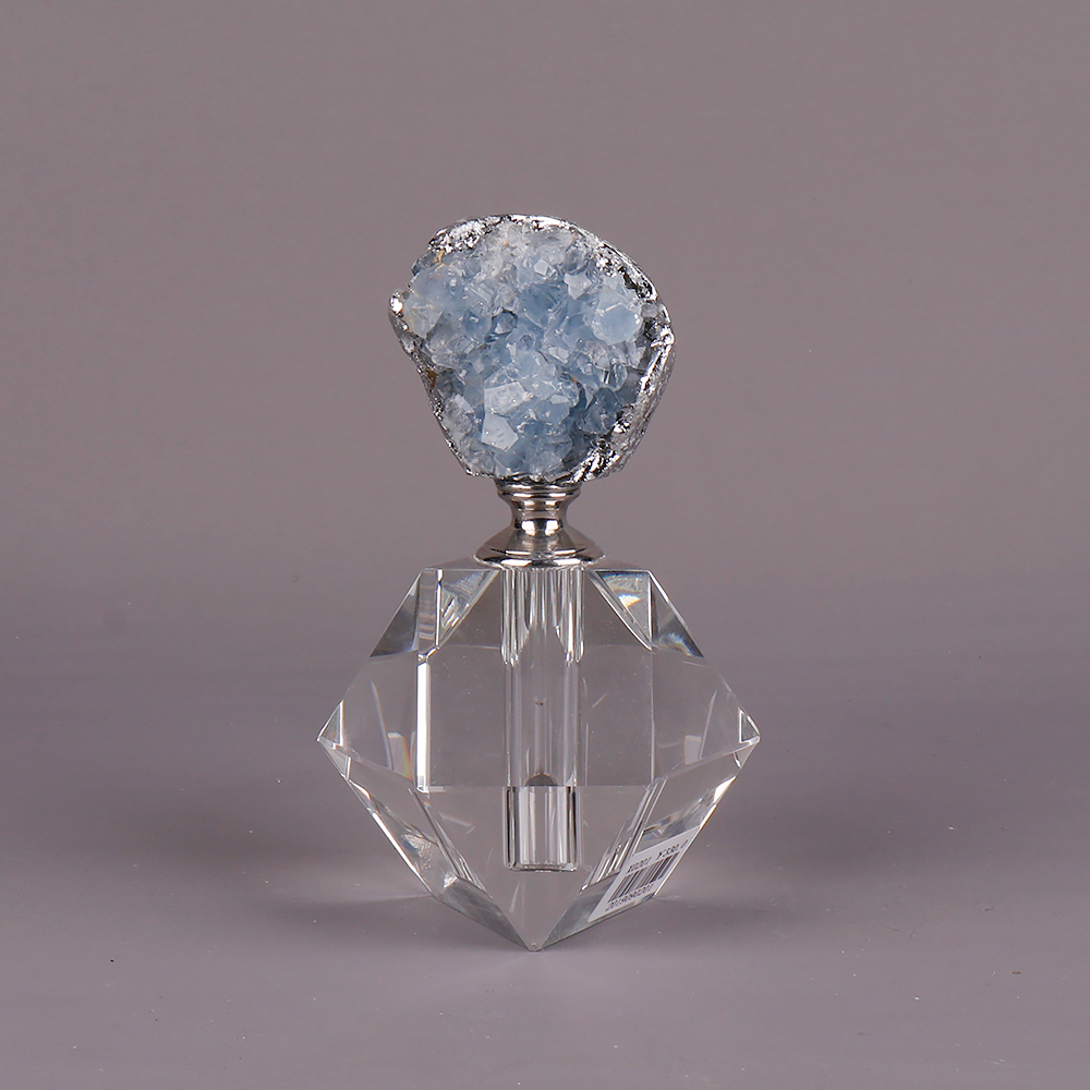 CXDGEM 6ml Gold Silver Plated Kyanite Geode Perfume Bottles Healing Mineral Quartz Perfume Bottle Portable Wedding Home Decor