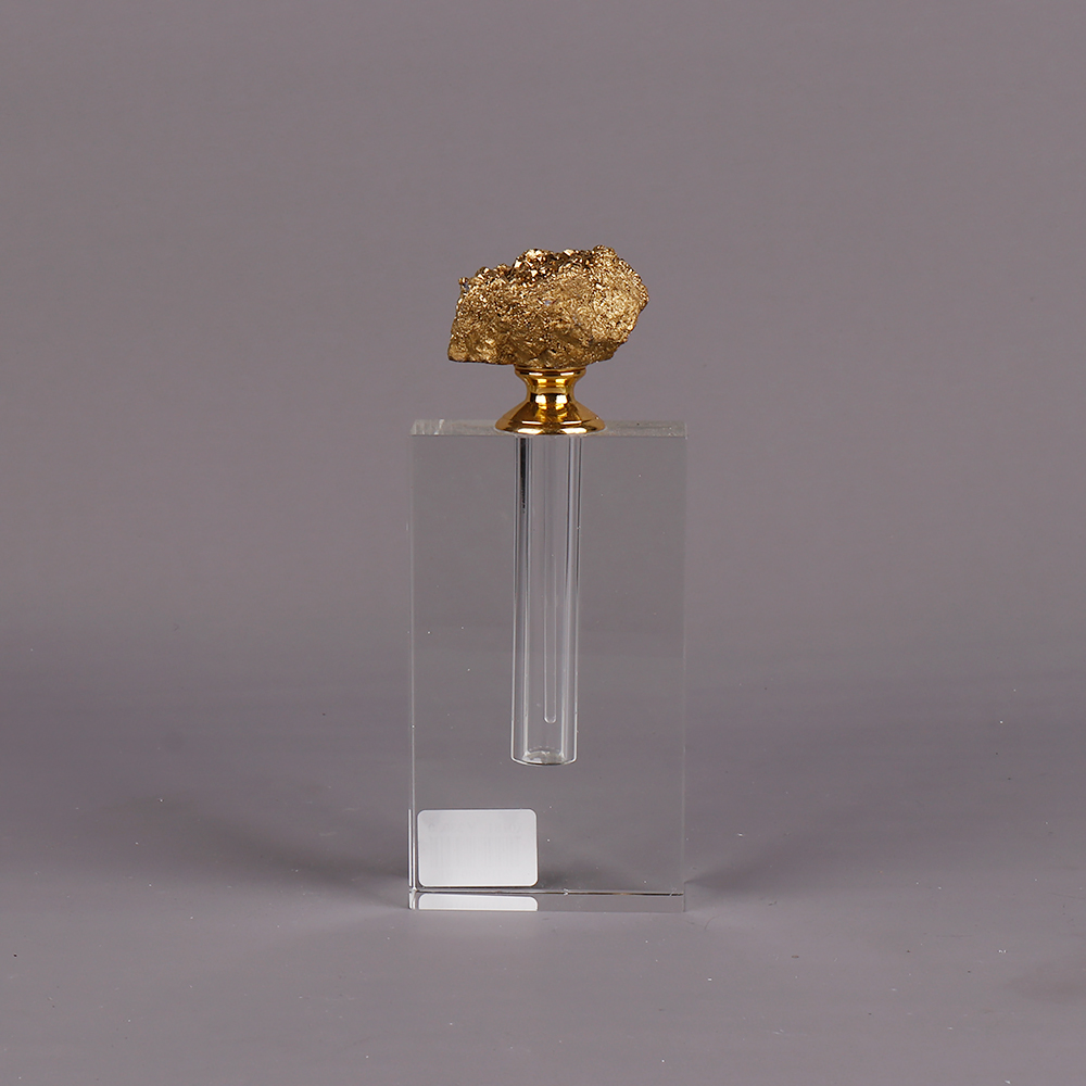 CXDGEM 6ml Gold Silver Plated Kyanite Geode Perfume Bottles Healing Mineral Quartz Perfume Bottle Portable Wedding Home Decor