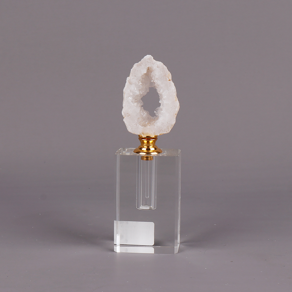 CXDGEM 6ml Gold Silver Plated Kyanite Geode Perfume Bottles Healing Mineral Quartz Perfume Bottle Portable Wedding Home Decor