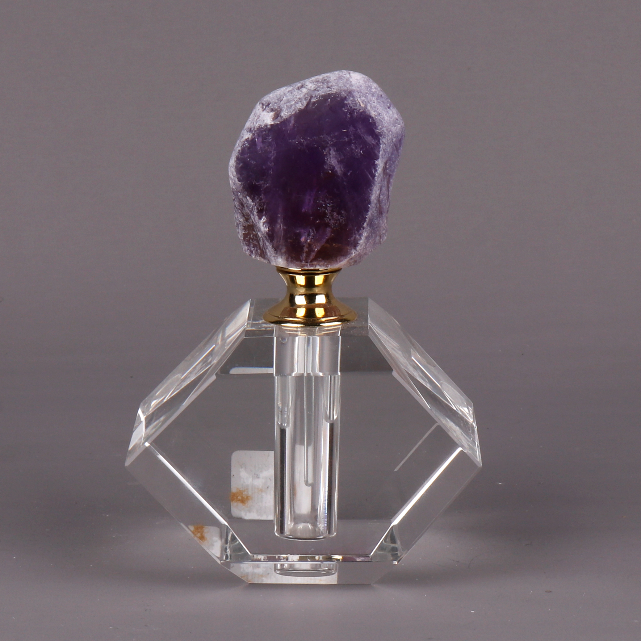 CXDGEM Modern Gemstone Stone Luxury Crystal Purple Rough Amethyst Cluster Glass Perfume Bottle
