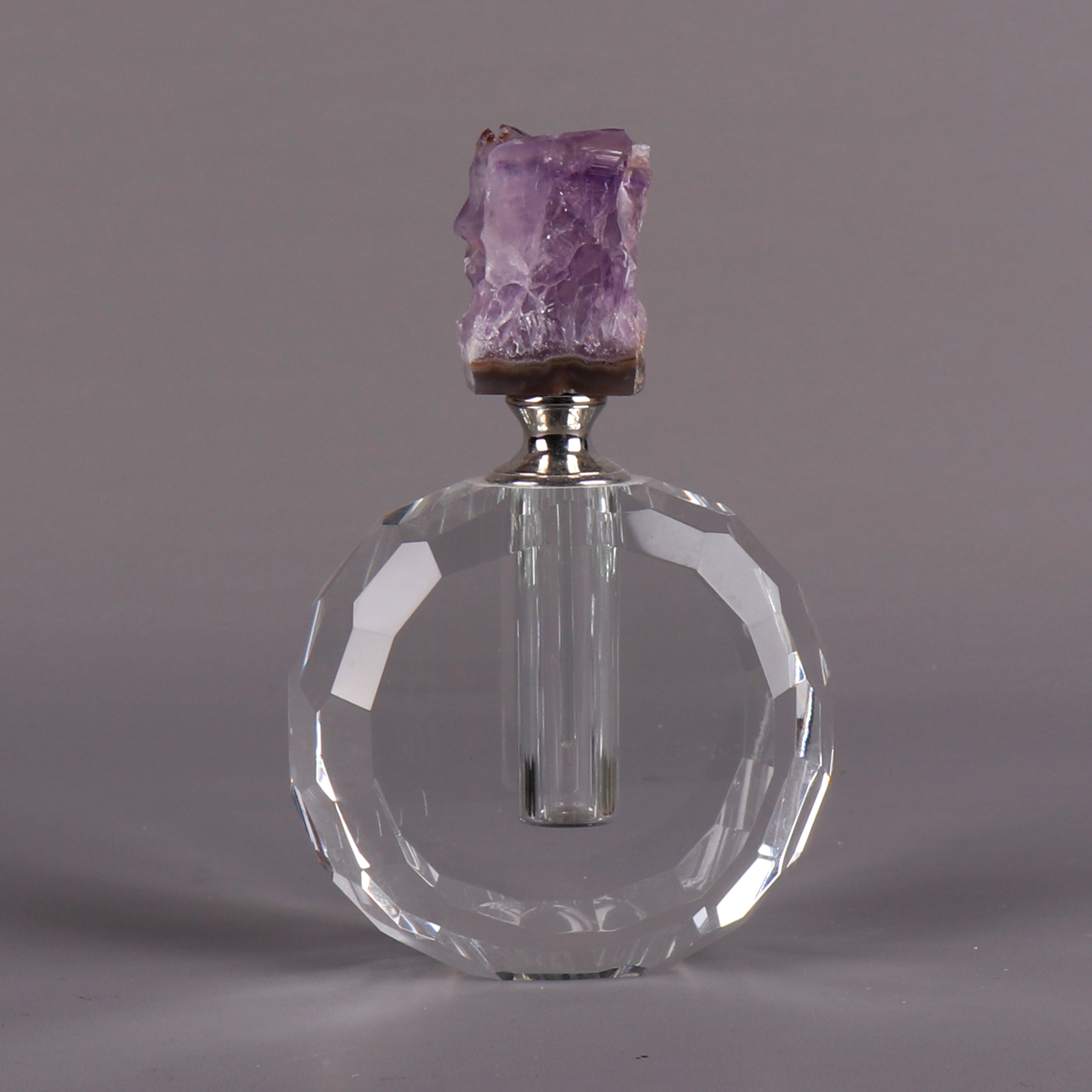 CXDGEM Modern Gemstone Stone Luxury Crystal Purple Rough Amethyst Cluster Glass Perfume Bottle