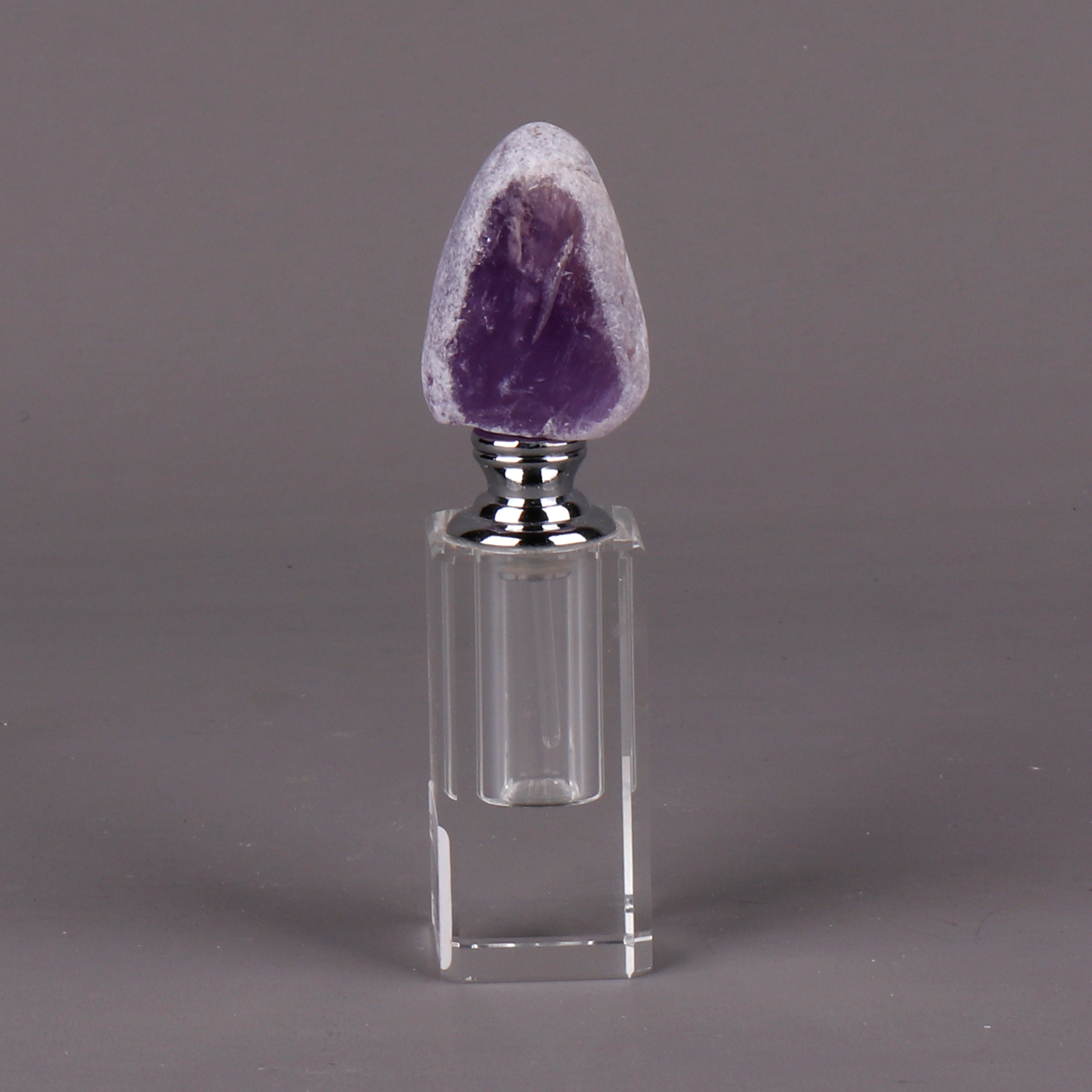 CXDGEM Modern Gemstone Stone Luxury Crystal Purple Rough Amethyst Cluster Glass Perfume Bottle