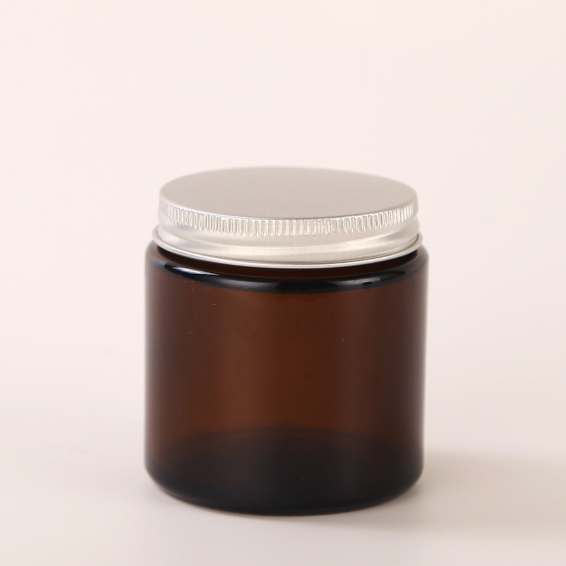 Candle Jar Amber Gold Empty Glass with Silver Canned Food One Piece Tin Canning Lid 30 50 100