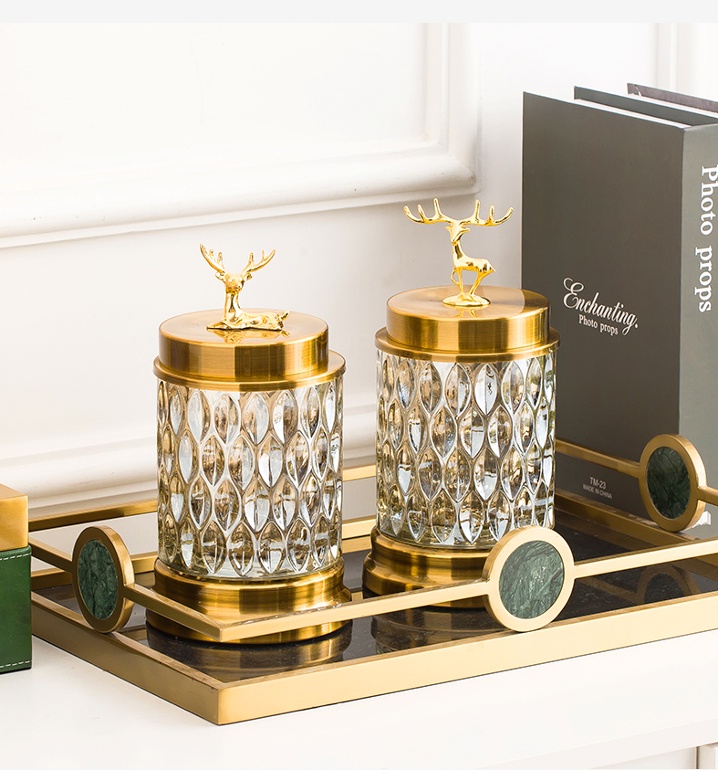 Candy Nuts Small Things Home Hotel Restaurant Wedding Gold Luxury Standing Stag Glass Jar For Dry Fruit Glass Candy Jar