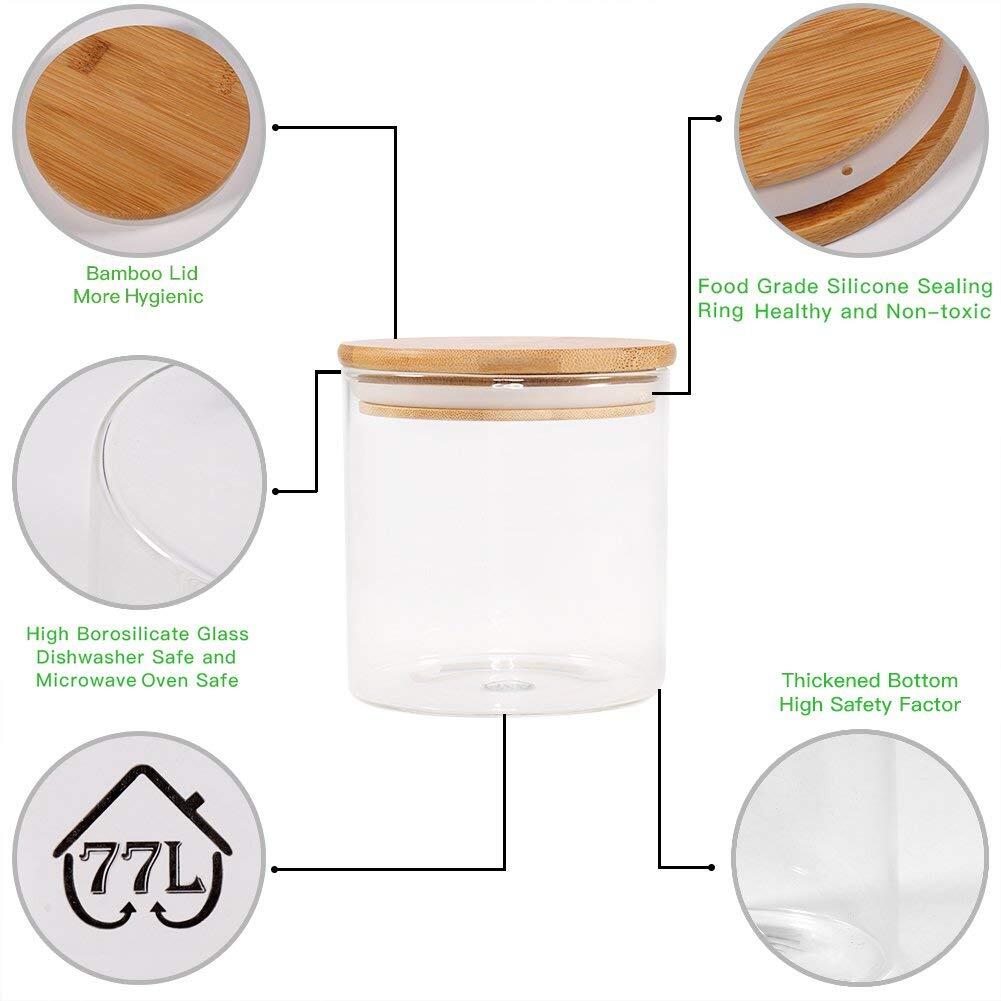 Canister Kitchen Food Storage Container Set Glass Jar Air tight with Bamboo Lids