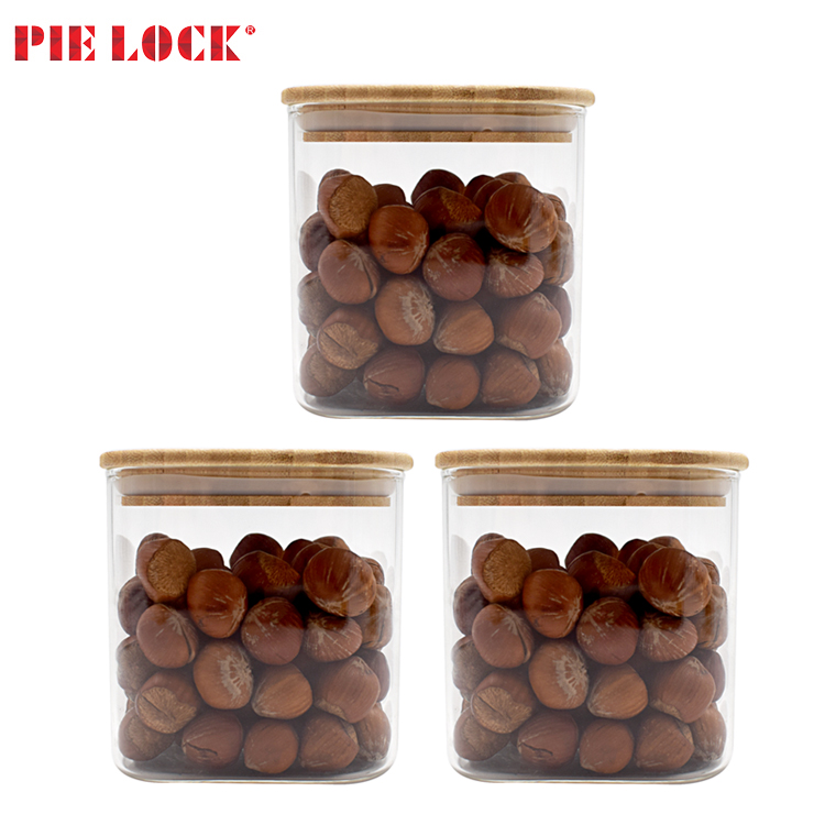 Canister Set of 3 Glass Kitchen Canisters with Airtight Bamboo Lid, Airtight Glass Food Canisters for Home and Kitchen, BPA Free