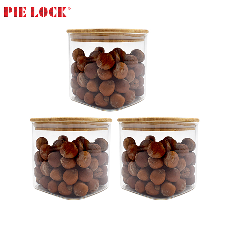 Canister Set of 3 Glass Kitchen Canisters with Airtight Bamboo Lid, Airtight Glass Food Canisters for Home and Kitchen, BPA Free
