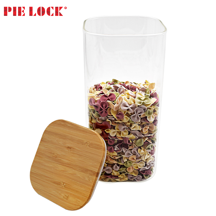 Canister Set of 3, Glass Kitchen Canisters with Airtight Bamboo Lid, Glass Storage Jars for Kitchen, Bathroom