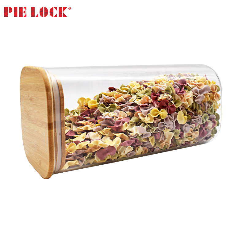 Canister Set of 3, Glass Kitchen Canisters with Airtight Bamboo Lid, Glass Storage Jars for Kitchen, Bathroom