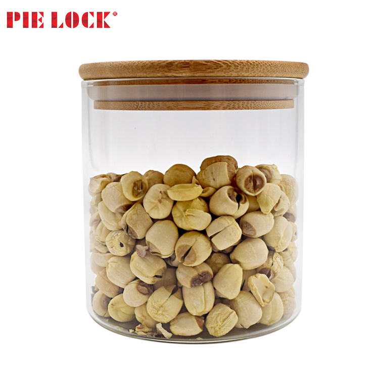 Canister Set of 5, Glass Kitchen Canisters with Airtight Bamboo Lid, Glass Storage Jars for Kitchen, Bathroom