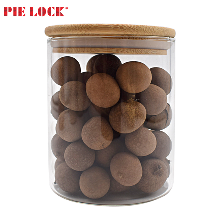 Canister Set of 5, Glass Kitchen Canisters with Airtight Bamboo Lid, Glass Storage Jars for Kitchen, Bathroom